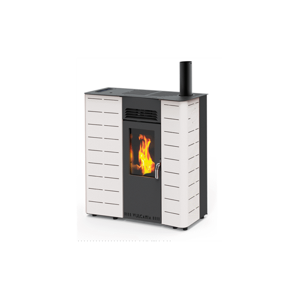 Extraflacher, belüfteter Pelletofen mit Kanalanschluss – VULCANIA New Slim 11 kW